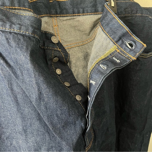 LEVIS Men's sz 56 x 32 501 Dark Wash Button Fly Jeans Blue Denim - Picture 4 of 12